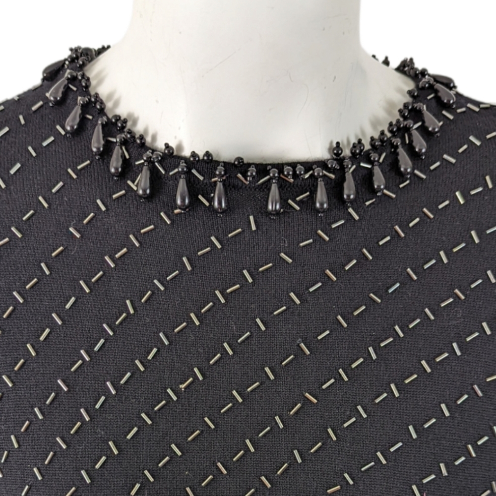 Vintage 90s Beaded Blouse Top Valerie Stevens Evening Black Women's Small - Picture 3 of 11